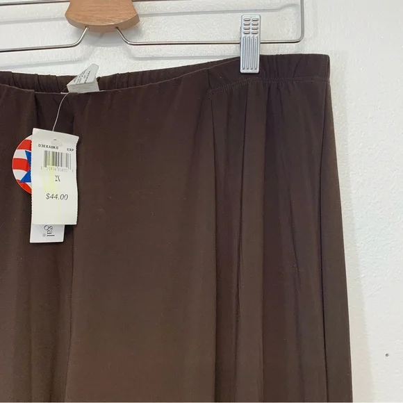 Bleeker McDonald Pants Woman 2X  Wide Leg Pull‎ On Brown Stretch Casual Travel - Picture 2 of 9